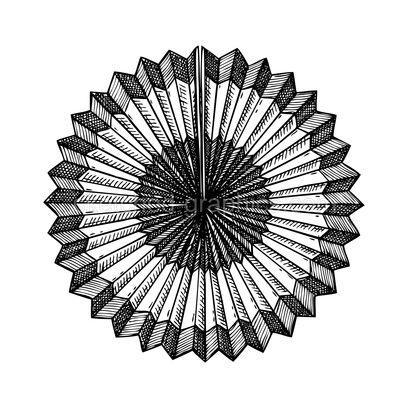 Chinese New Year decoration. Traditional folding fan sketch. Hand-drawn vector illustration. China Lunar New Year. NOT AI generatad Illustration